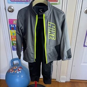 Nike Gray Jacket with Neon Yellow Accents tracksuit